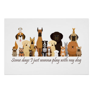 Some Days I just Wanna Play with my Dog Fun Quote Poster
