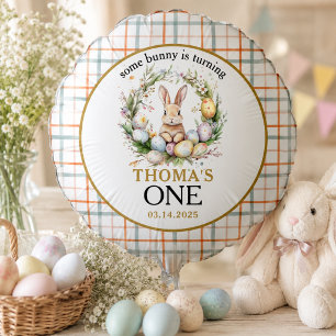Some easter Bunny Is Turning one 1st birthday Balloon