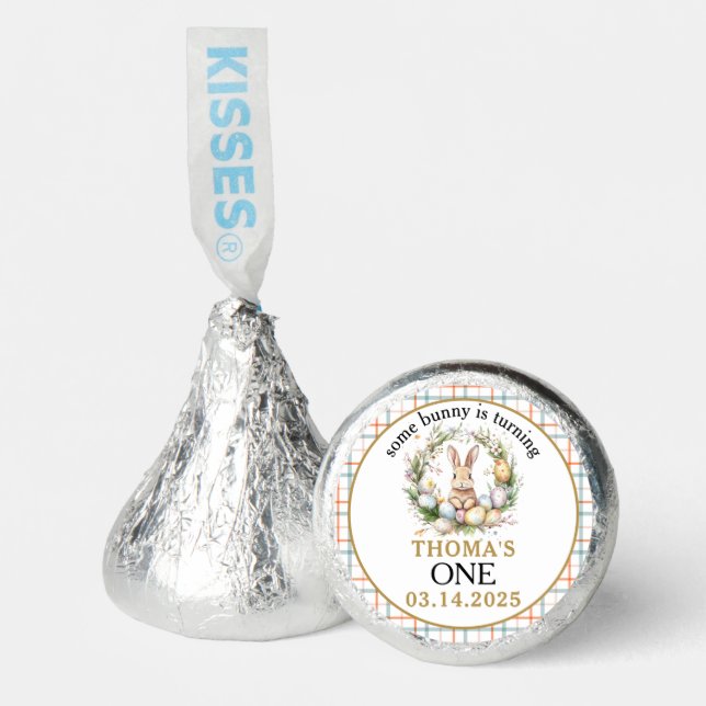 Some easter Bunny Is Turning one 1st birthday Hershey®'s Kisses® (Front)