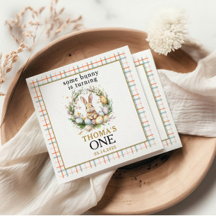Some easter Bunny Is Turning one 1st birthday Napkins