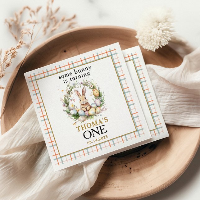 Some easter Bunny Is Turning one 1st birthday Napkins (Creator Uploaded)