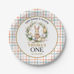 Some easter Bunny Is Turning one 1st birthday Paper Plates
