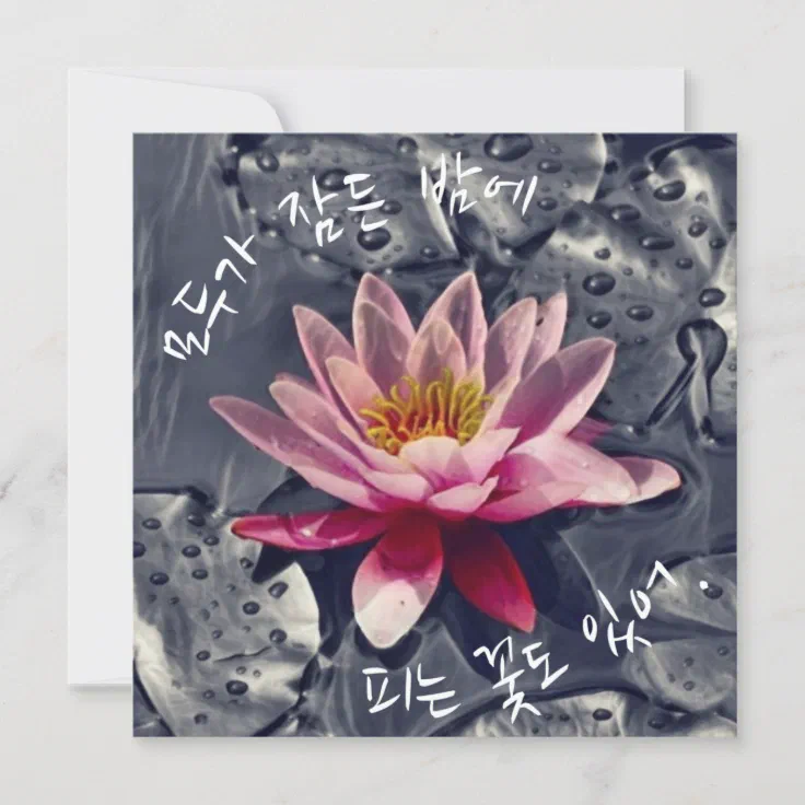 "Some flowers bloom at night when..." in Korean Card Zazzle