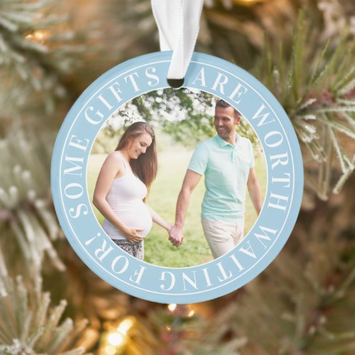 Some Gifts Blue Expecting Baby Maternity Photo Ornament