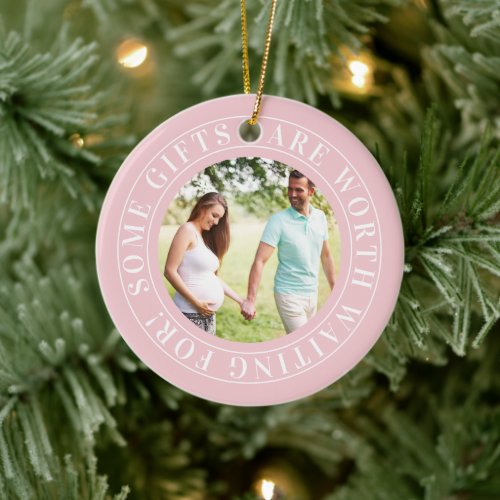Some Gifts Pink Expecting Baby Maternity Photo Ceramic Ornament