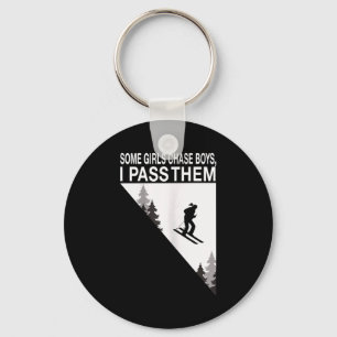 Some girl chase boys i pass them ski girl  keychain
