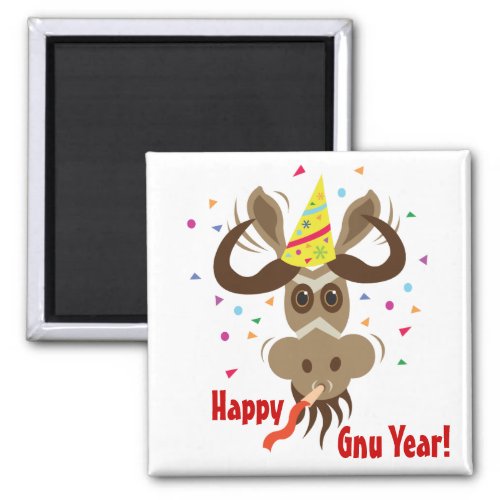Some Gnu Stuff_Partier Gnu_Happy Gnu Year Magnet