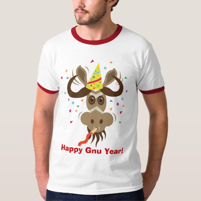 Some Gnu Stuff_Partier Gnu_Happy Gnu Year! T-Shirt (Front)