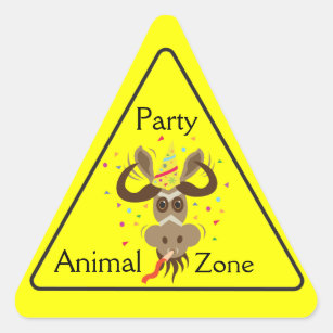 Some Gnu Stuff_Partier Gnu_Party Animal Zone Triangle Sticker