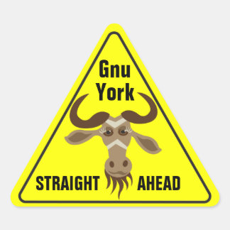 Some Gnu Stuff_road sign_Gnu York Straight Ahead Triangle Sticker