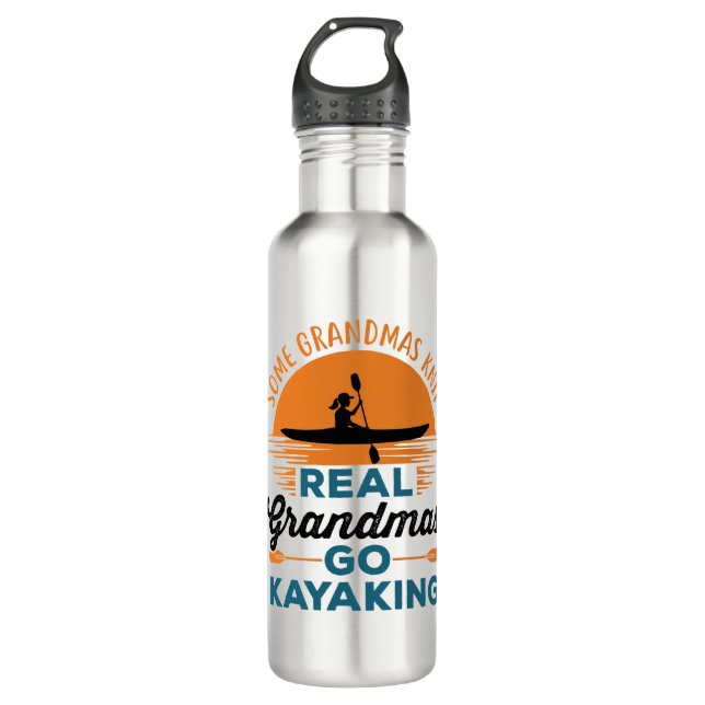 Some Grandmas Knit Real Grandmas Go Kayaking Stainless Steel Water Bottle (Front)