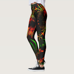 Some grass leaves and carved 'fire flower petals'? leggings