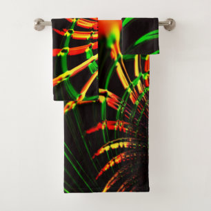 Some grass leaves, fire colors in 'flower petals' bath towel set