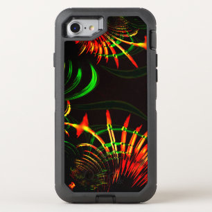 Some grass leaves, fire colors in 'flower petals' OtterBox defender iPhone SE/8/7 case