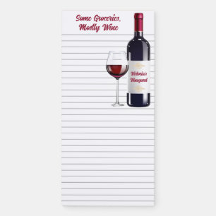 Some Groceries Mostly Wine Personalized Thin-Rule  Magnetic Notepad