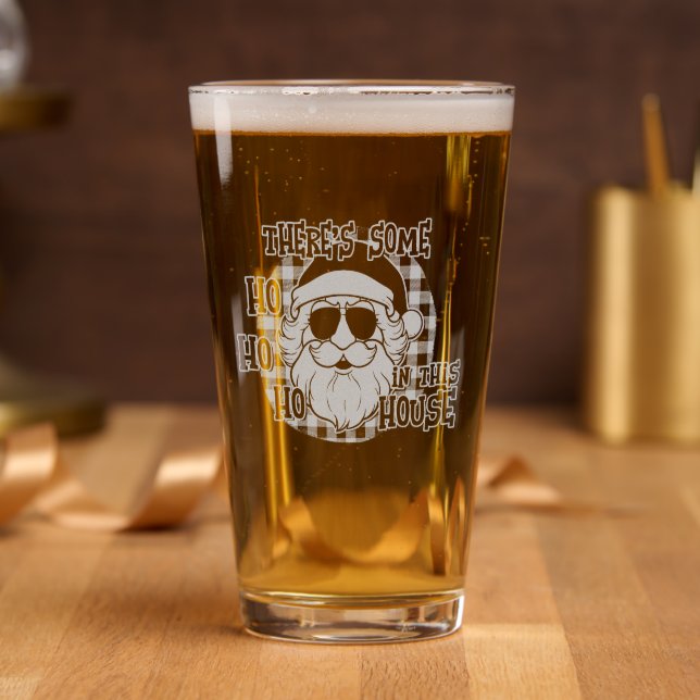 Some Hos in This House | Punny Santa Sublimation Pint Glass (Party)