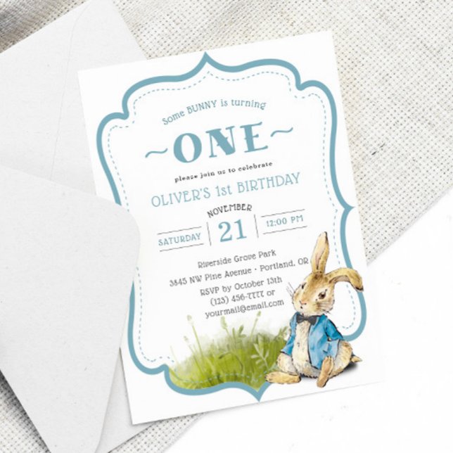 Some Peter Rabbit is Turning One Birthday Invitation (Creator Uploaded)