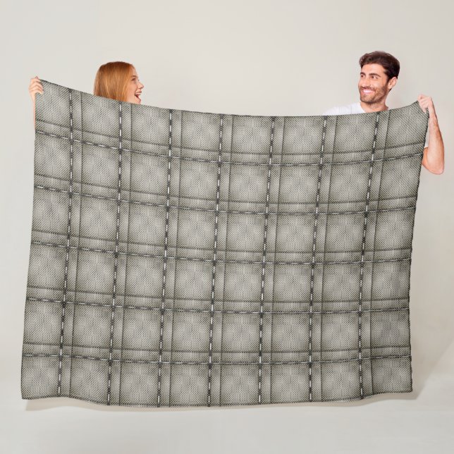 Some tartan of grey irregular chess fleece blanket (In Situ)