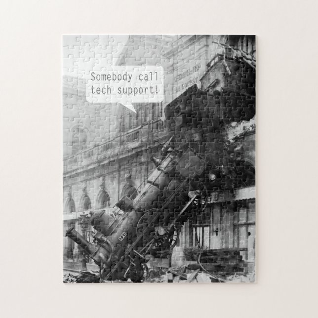 Somebody Call Tech Support Train Wreck Jigsaw Puzzle (Vertical)