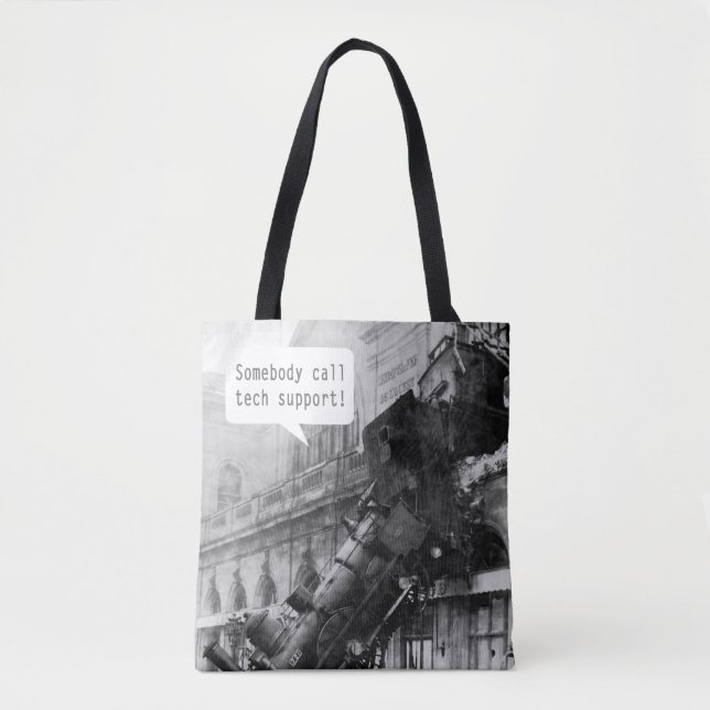 Somebody Call Tech Support Train Wreck Tote Bag (Front)