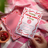 Retro Cherry 1st Birthday Invitation