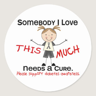 Somebody I Love - Diabetes (Girl) Classic Round Sticker