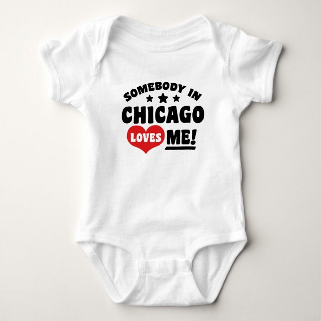 Somebody In Chicago Loves Me Pacifier Baby Bodysuit (Front)