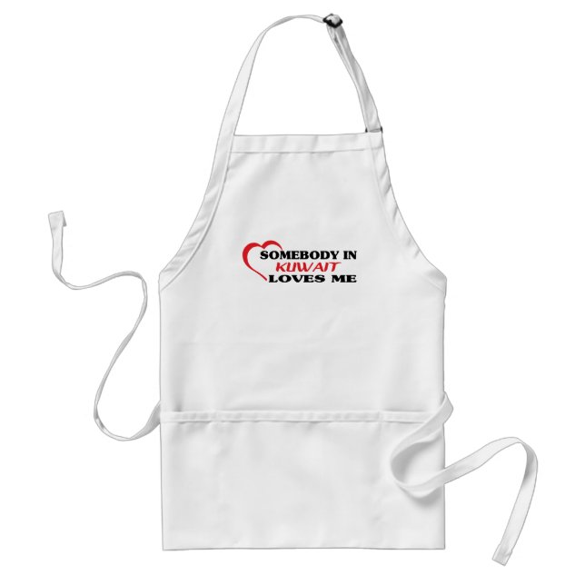 Somebody in Kuwait Loves Me Adult Apron (Front)