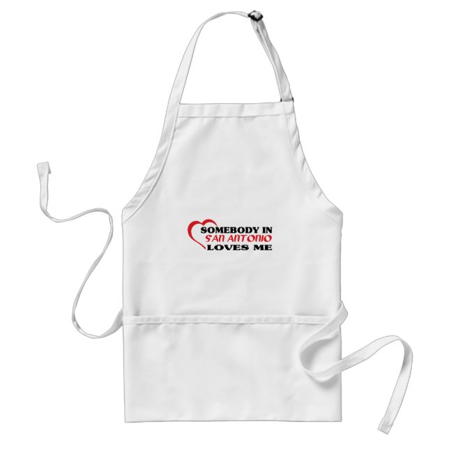 Somebody in San Antonio loves me t shirt Adult Apron (Front)