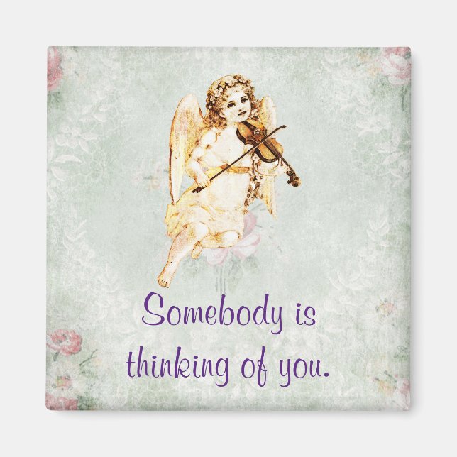 Somebody Is Thinking Of You Angel Playing Violin Magnet (Front)