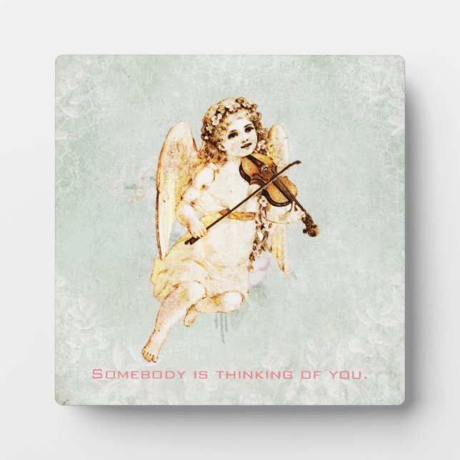 Somebody Is Thinking Of You Angel Playing Violin Plaque (Front)