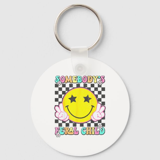Somebody's Feral Child Toddler Girl And Boy Funny  Keychain (Front)