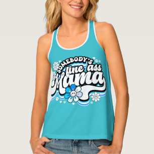 Somebody's fine Mama baby blue Tank Top