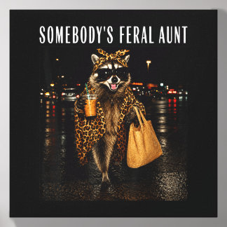 Somebodys Fvibesl Aunt Raccoon Coffee Leopard Canvas Photo Tile