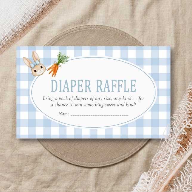Somebunny Baby Shower Diaper Raffle Enclosure Card (Gingham Little Bunny Baby Shower Diaper Raffle)