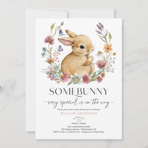 Somebunny Baby Shower Invitation Wildflower