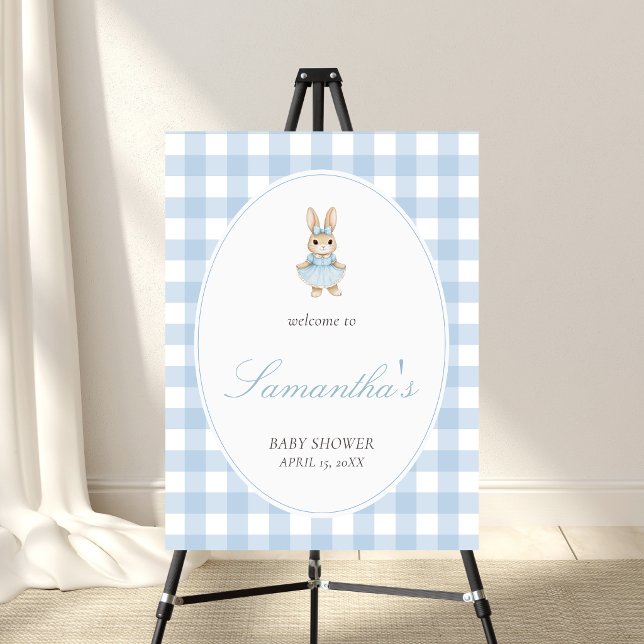 Somebunny Baby Shower Welcome Sign (Gingham Little Bunny Baby Shower Welcome SIgn)