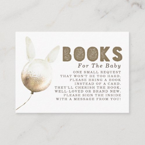 Somebunny Balloon Gold Brown Books Request Enclosure Card