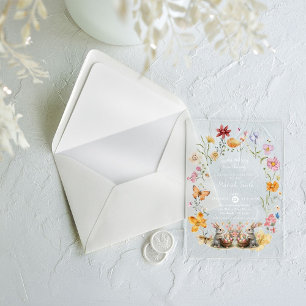 SomeBunny Easter Wildflower Baby Shower Acrylic Invitations