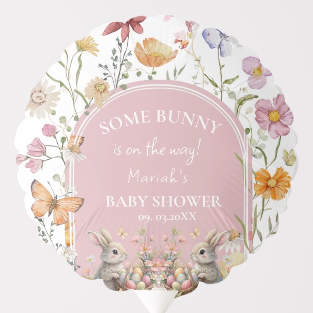 SomeBunny Easter Wildflower Baby Shower Balloon (Front)