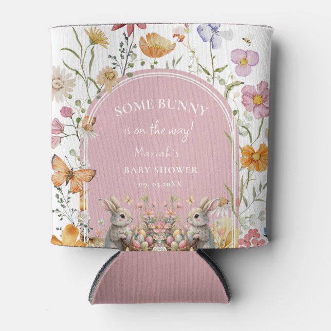 SomeBunny Easter Wildflower Baby Shower Can Cooler (Front)