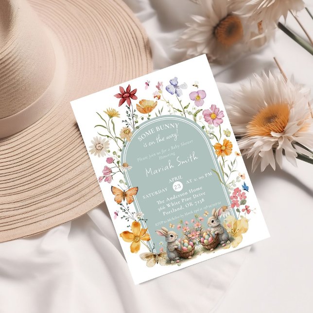 SomeBunny Easter Wildflower Baby Shower Invitation (Creator Uploaded)