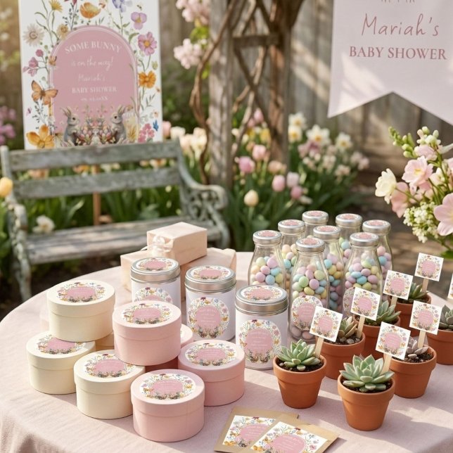 SomeBunny Easter Wildflower Baby Shower Square Sticker (Creator Uploaded)