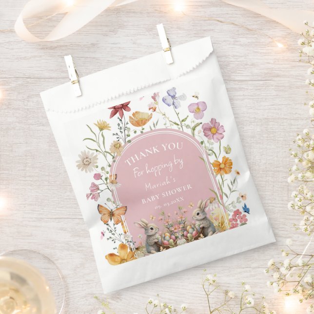 SomeBunny Easter Wildflower Baby Shower Thank You Favor Bag (Clipped)