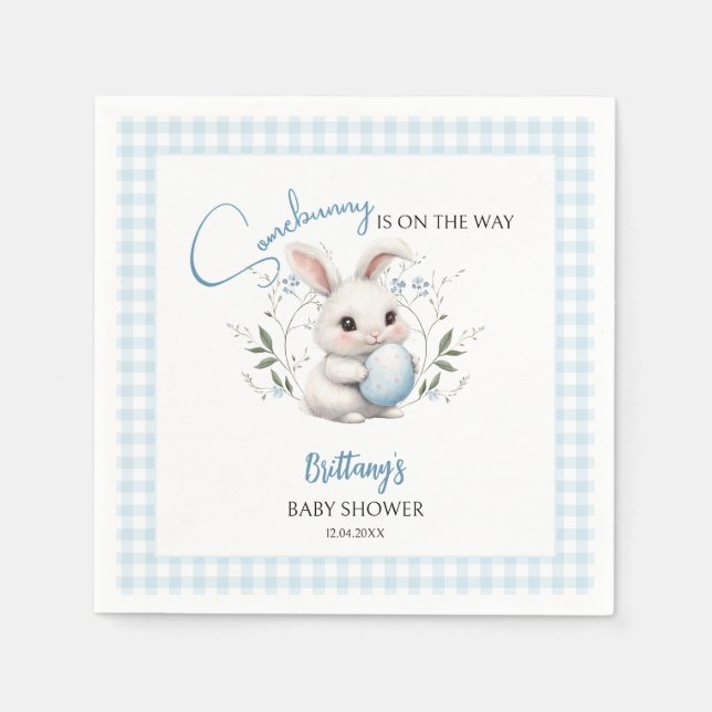 Somebunny is on the Way Boy Easter Baby Shower  Napkins (Front)