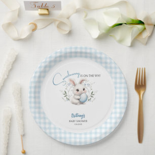 Somebunny is on the Way Boy Easter Baby Shower Paper Plates