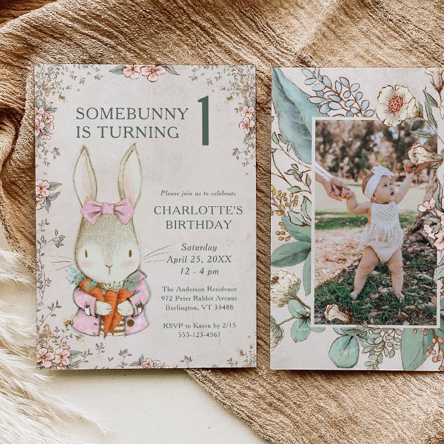 Somebunny is Turning One 1st Birthday Invitation (Creator Uploaded)