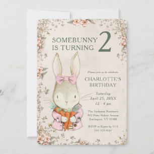 Somebunny is Turning Two 2nd Birthday Invitation