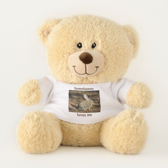 Somebunny Loves Me Cute Bunny Photo Welcome Baby Teddy Bear (Front)