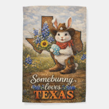 Somebunny Loves Texas Garden Flag | Cowboy Bunny